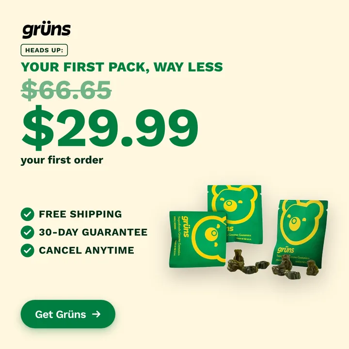 Finished Grüns ad made from its real assets